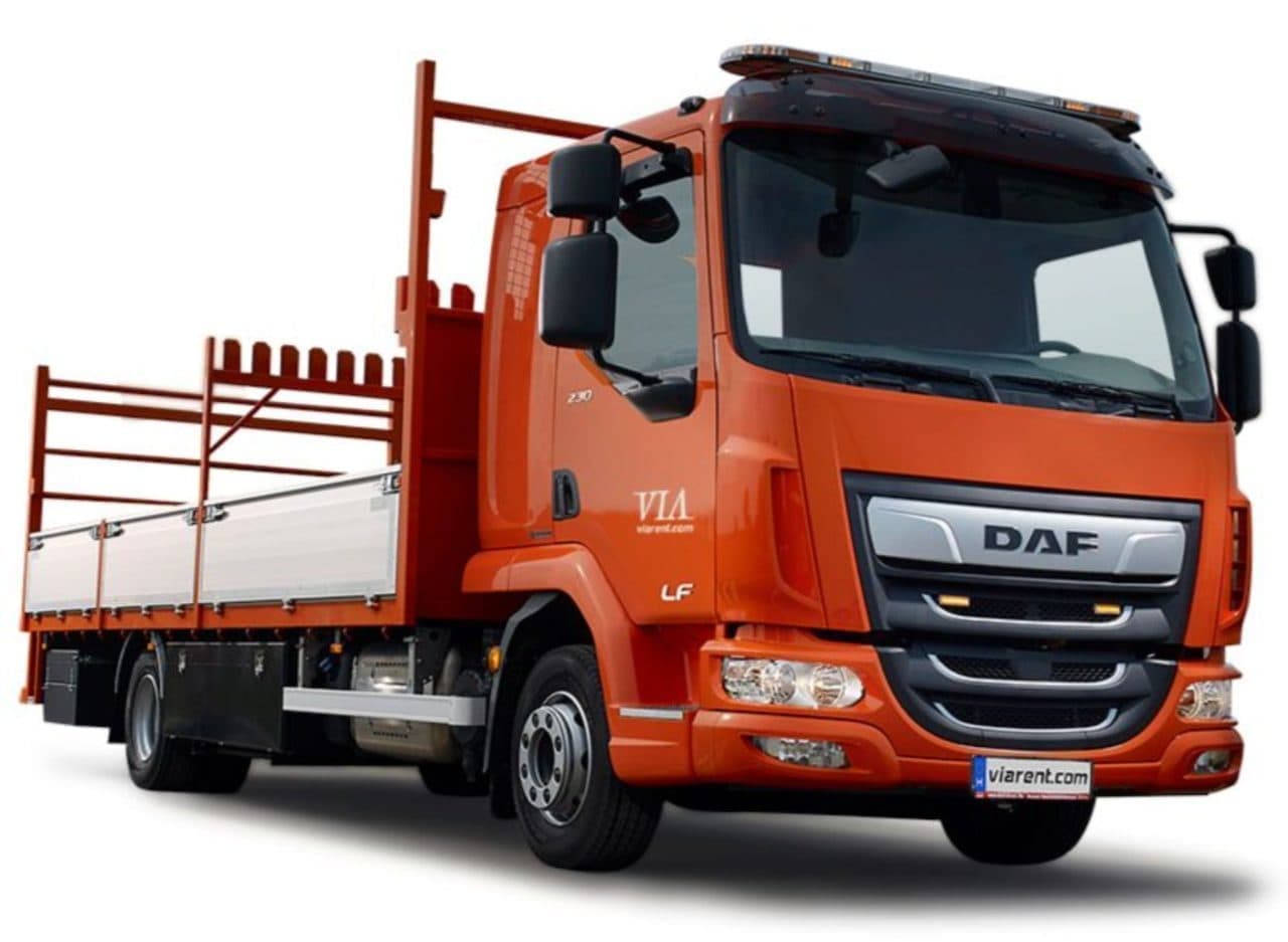 DAF LF plató-ponyvás teherautó bérlés